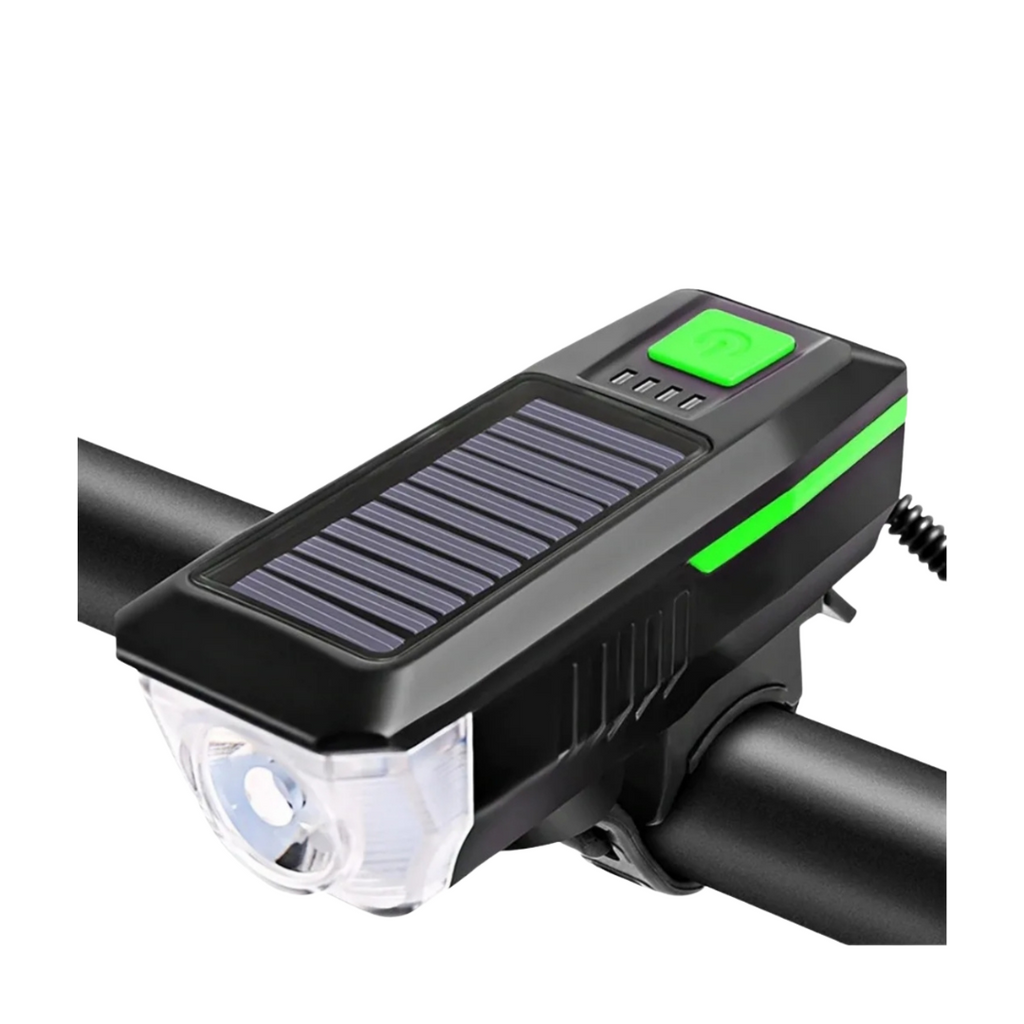 Luz y bocina de bicicleta con panel solar